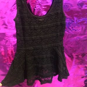 Black Lace Peplum Top